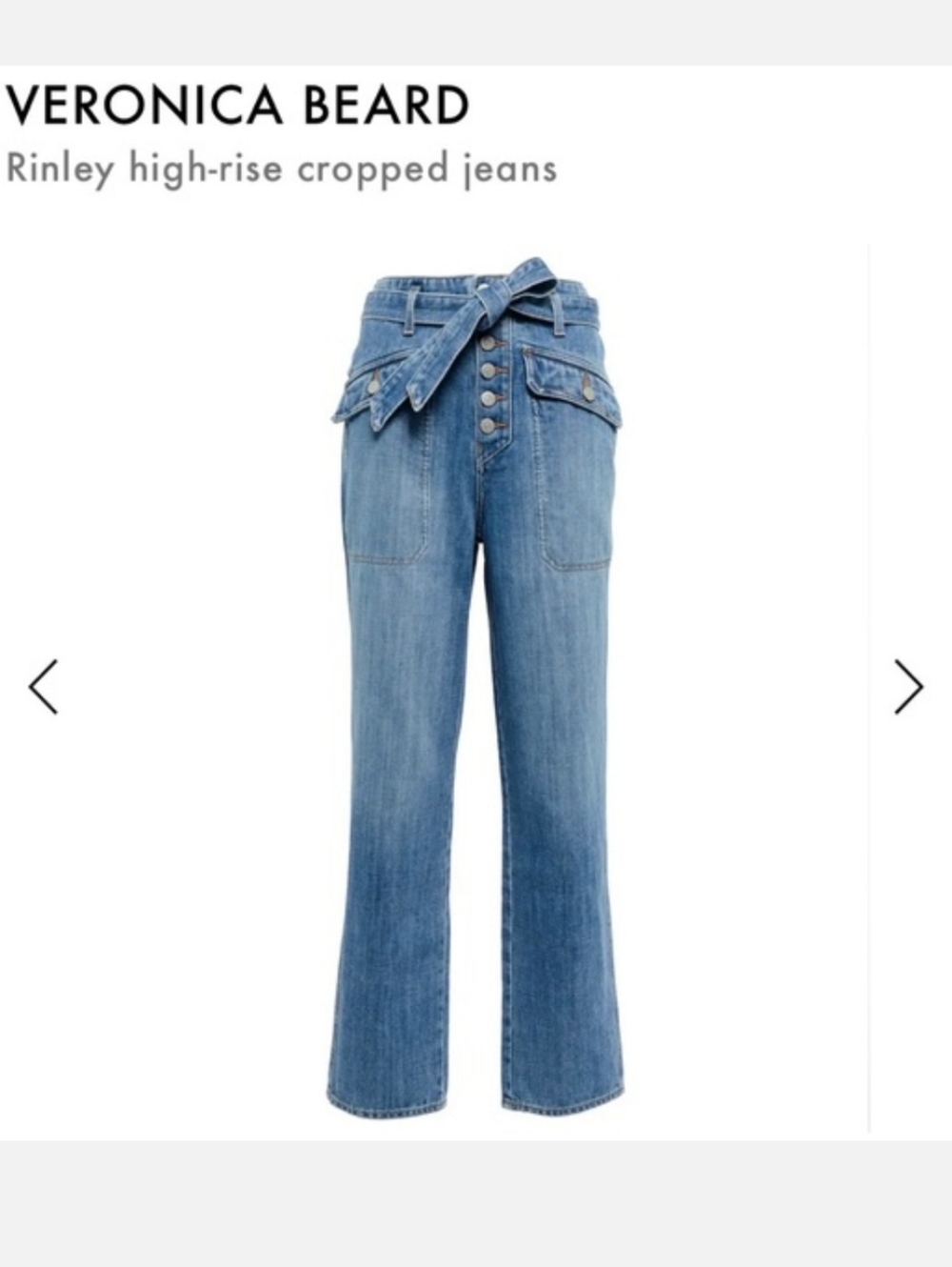 Veronica Beard Rinley Cropped Straight Leg High Rise Jeans
